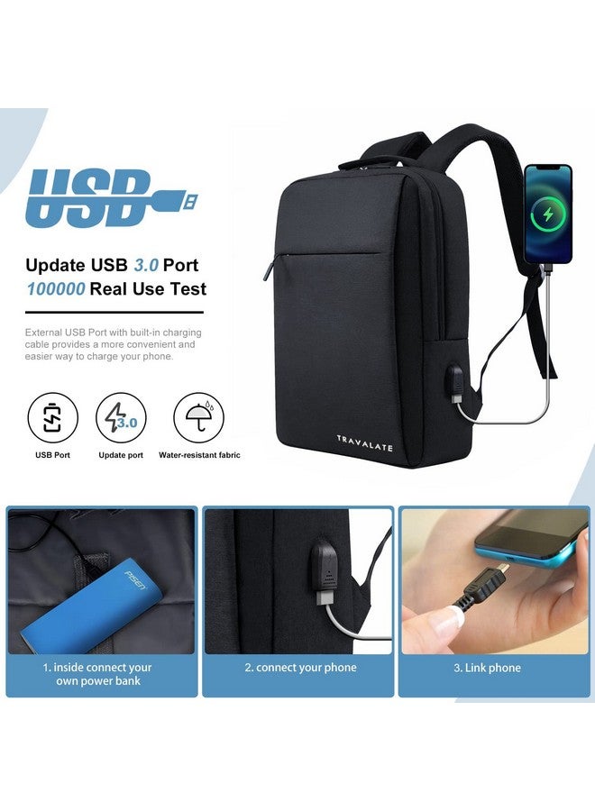 TRAVALATE TRAVALATE Laptop Backpack with USB Charging Port for Travel, Office, College, Business Bag, Gift for Men and Women - (Black)  - Image 4