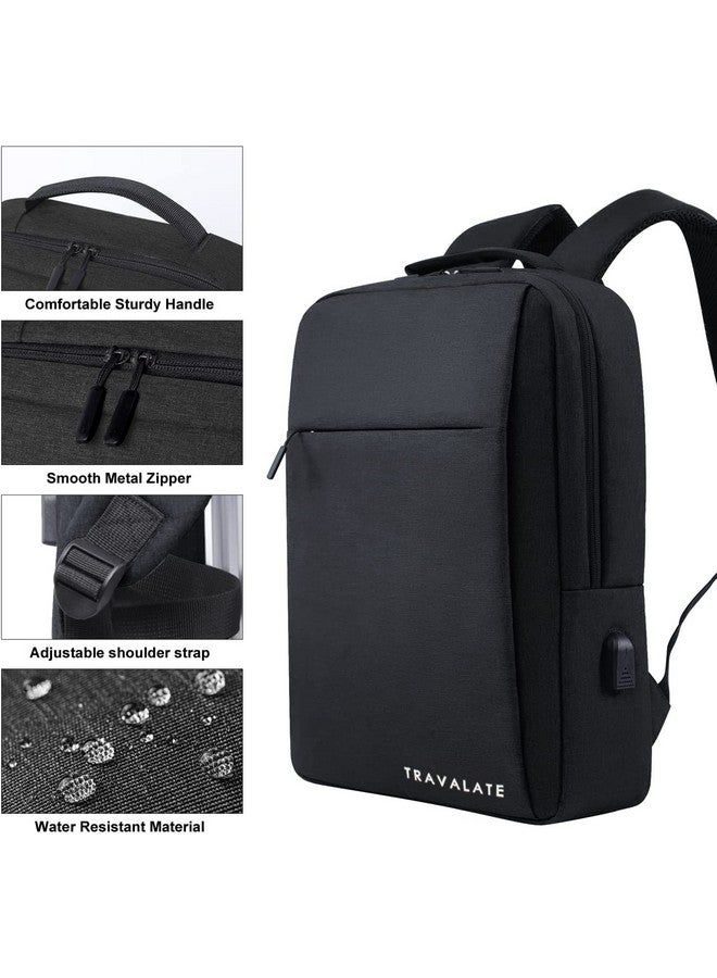 TRAVALATE TRAVALATE Laptop Backpack with USB Charging Port for Travel, Office, College, Business Bag, Gift for Men and Women - (Black)  - Image 5