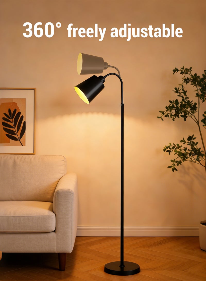 16-Color Dimmable Floor Lamp, 30W Nordic Style Floor Lamp with Dimmer, Black Standing Lamp, Adjustable Hanging Shade, Over Couch Reading Light, Modern Pole Lamp for Living Room and Bedroom, Black - Image 4