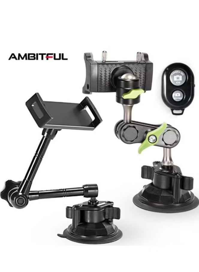 AMBITFUL UBA-01 Universal Car Suction Cup Phone & Tablet Holder – 360° Rotating Flexible Ball Head Arm, Adjustable Dashboard & Windshield Mount, Secure Grip for Smartphones & Tablets - Image 1