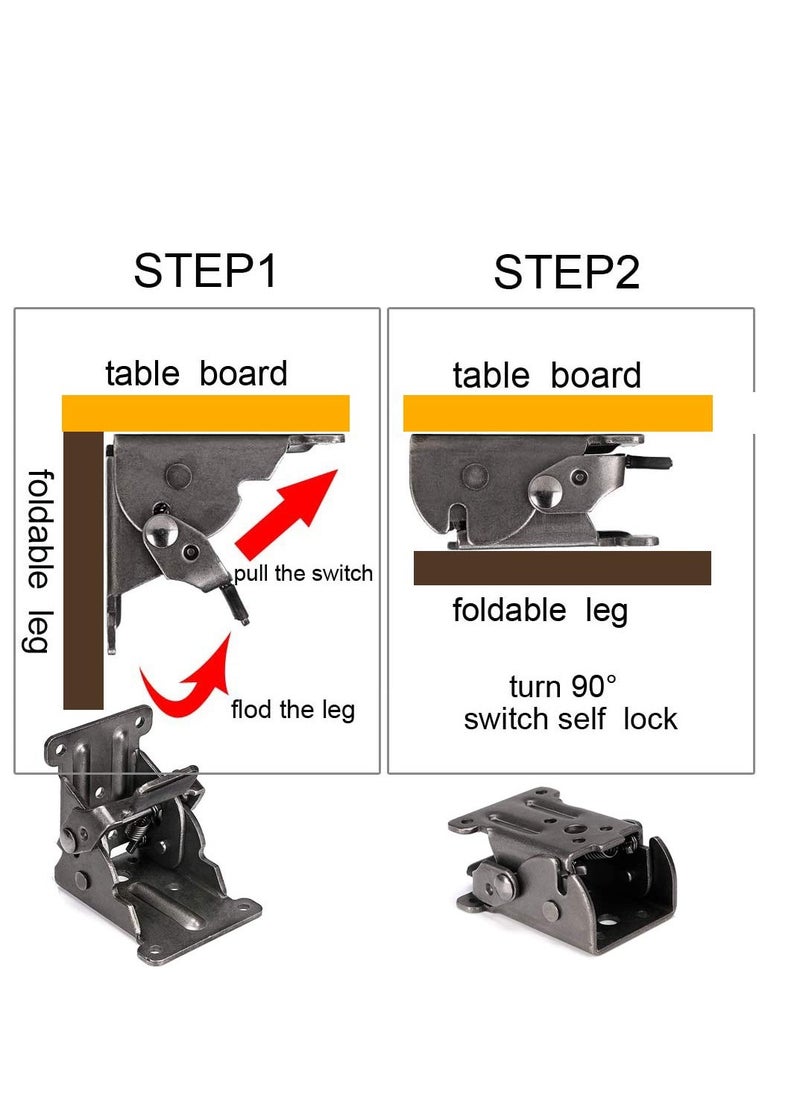 Excefore - Folding Brackets, 2PCS 18 Screws Self Lock Foldable Leg Hinges, for Folding Legs Folding Workbench Folding Desktop Expansion in The Kitchen - Image 1