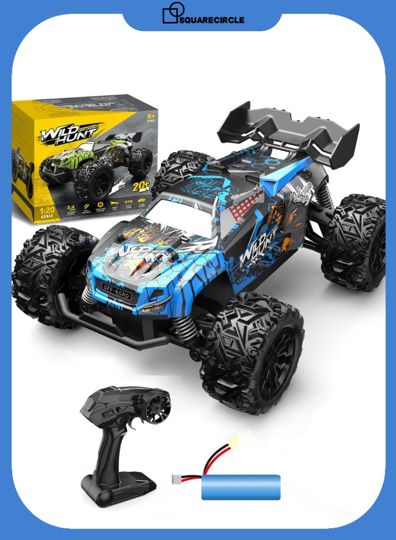 سيارة تحكم عن بعد للأطفال 1:20 – شاحنة مونستر للطرق الوعرة، تردد 2.4 جيجاهرتز، سيارة دفع رباعي لجميع التضاريس مع عجلات كبيرة وبطارية قابلة لإعادة الشحن، لعبة هدية للأولاد +8 سنوات - Image 1