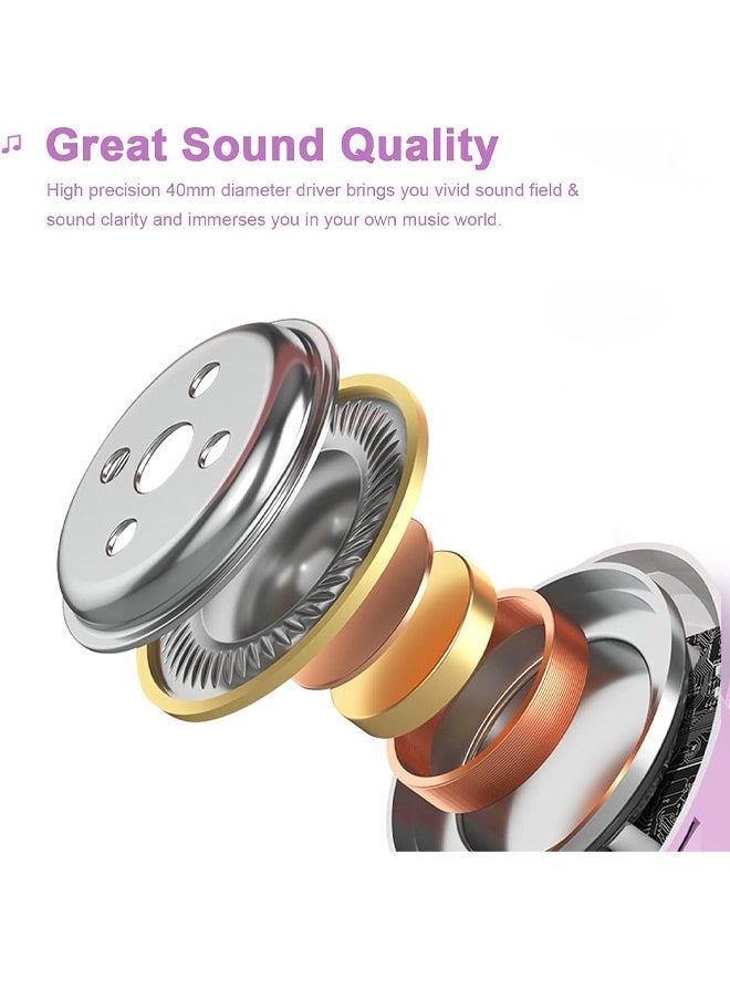 MIQIA Cat Ear Wired/Wireless Bluetooth Foldable Headphones with Microphone Led Glowing Light On-Ear Stereo Headphone with Noise Isolating for Girls Boys Teens Adults Cell Phones PC Black  - Image 2