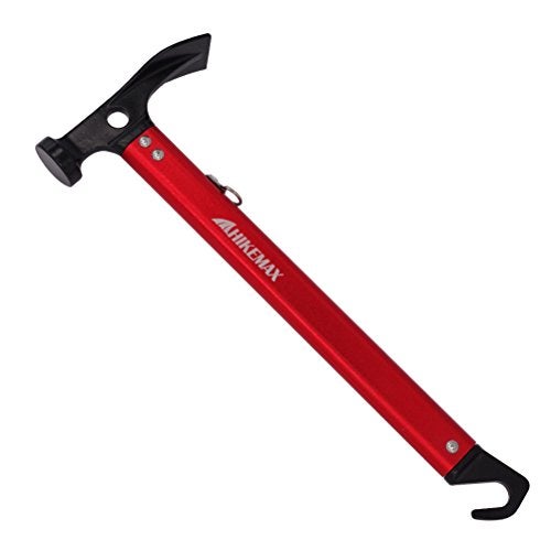 Hikemax Lightweight Outdoor Camping Hammer Aluminum Tent Hammer with Tent Stake Remover, 13-Ounce, Red - Image 1