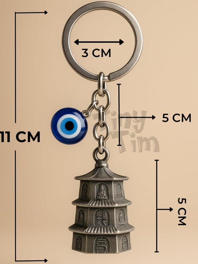 Tiny Tim Store Guardian Bell with Evil Eye Charm – Protective Motorcycle & Car Accessory – Tibetan-Inspired Design – Wards Off Negative Energy – Ideal Gift for Bikers & Travelers - Image 2