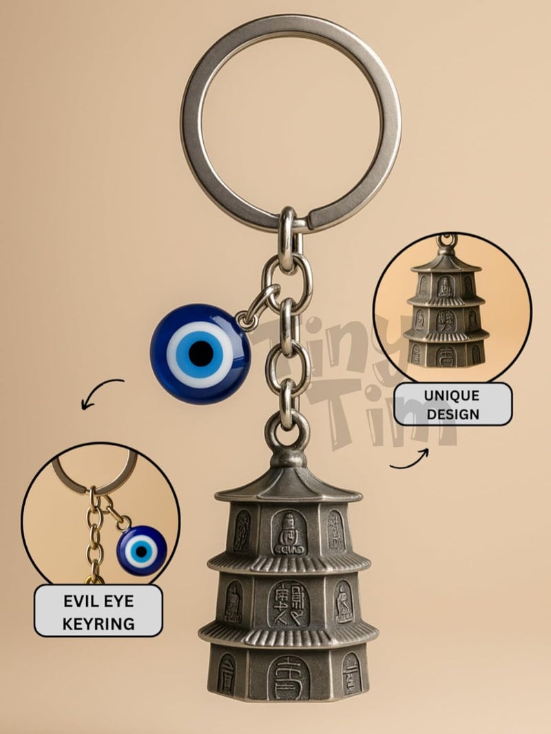 Tiny Tim Store Guardian Bell with Evil Eye Charm – Protective Motorcycle & Car Accessory – Tibetan-Inspired Design – Wards Off Negative Energy – Ideal Gift for Bikers & Travelers - Image 4