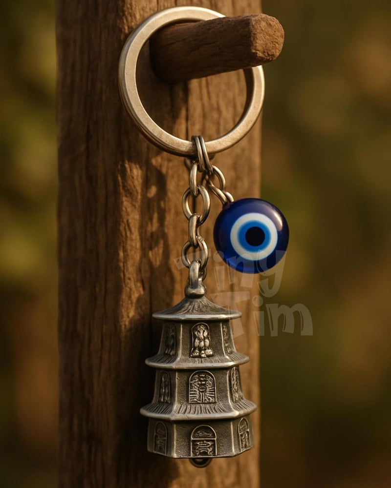 Tiny Tim Store Guardian Bell with Evil Eye Charm – Protective Motorcycle & Car Accessory – Tibetan-Inspired Design – Wards Off Negative Energy – Ideal Gift for Bikers & Travelers - Image 5