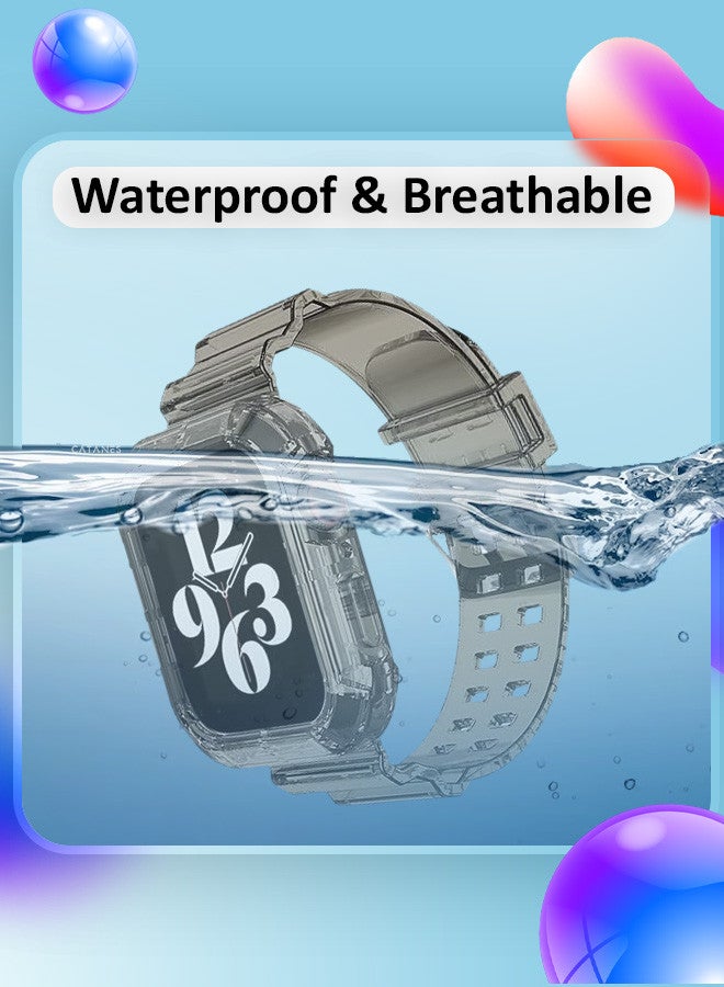 CATANES Clear iwatch Strap Bands TPU Smart Apple Watch Bands 42mm with Bumper Protective Case Crystal Sports Wristband Grey Color - Image 3