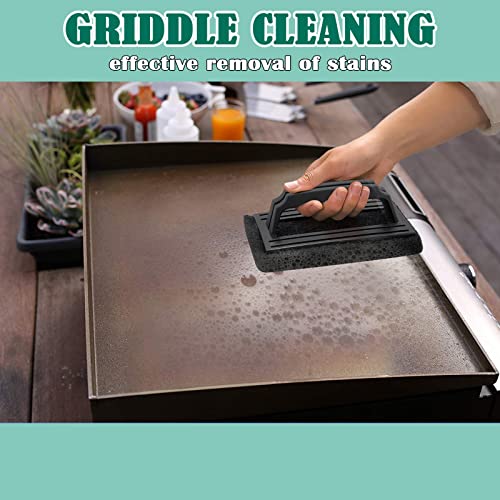 HaSteeL Griddle Cleaning Kit 4Pcs, HaSteeL Griddle Scouring Pad Cleaner with Handle, Heavy Duty Flat Top Grill Cleaning Brush for Hot & Cold Surface Commercial Household Uses - Image 4