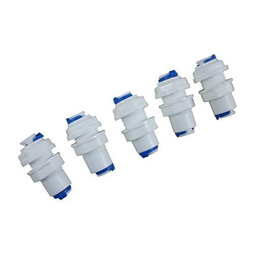SENSTREE ZAOJIAO Tube Bulkhead Connector Push Fit Quick Connect for RO Water Reverse Osmosis System (Pack of 5) (1/4" Tube Bulkhead Connector) - Image 4