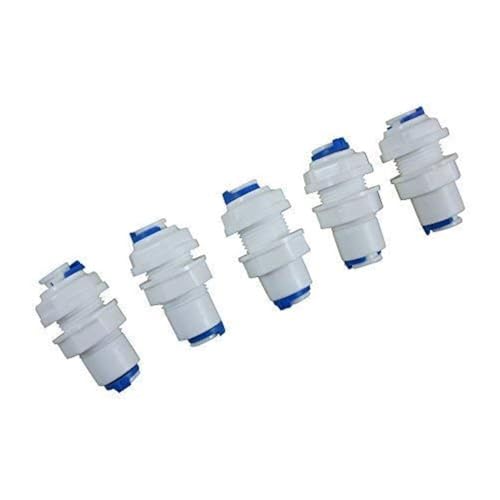 SENSTREE ZAOJIAO Tube Bulkhead Connector Push Fit Quick Connect for RO Water Reverse Osmosis System (Pack of 5) (1/4" Tube Bulkhead Connector) - Image 1