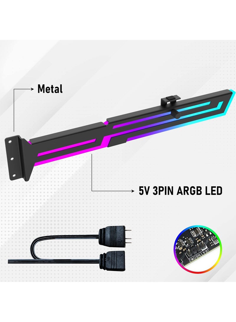 Adjustable ARGB GPU Support Bracket GPU Brace Support 5V 3Pin Addressable GPU Holder RGB GPU Support Stand GPU Support Video Card Holder Bracket Adjustable Length and Height GPU Stand Black - Image 4