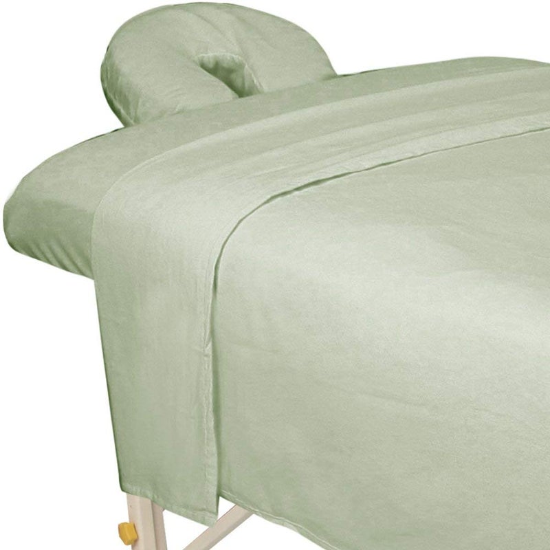 ForPro Professional Collection ForPro Premium Flannel 3-Piece Massage Sheet Set, Sage - Image 1