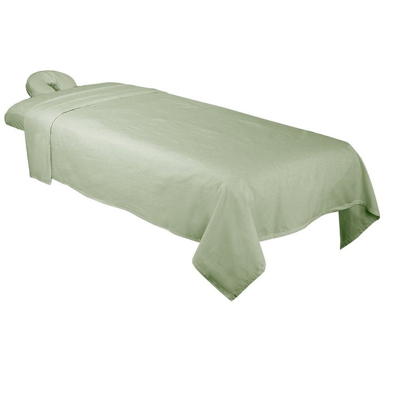 ForPro Professional Collection ForPro Premium Flannel 3-Piece Massage Sheet Set, Sage - Image 3