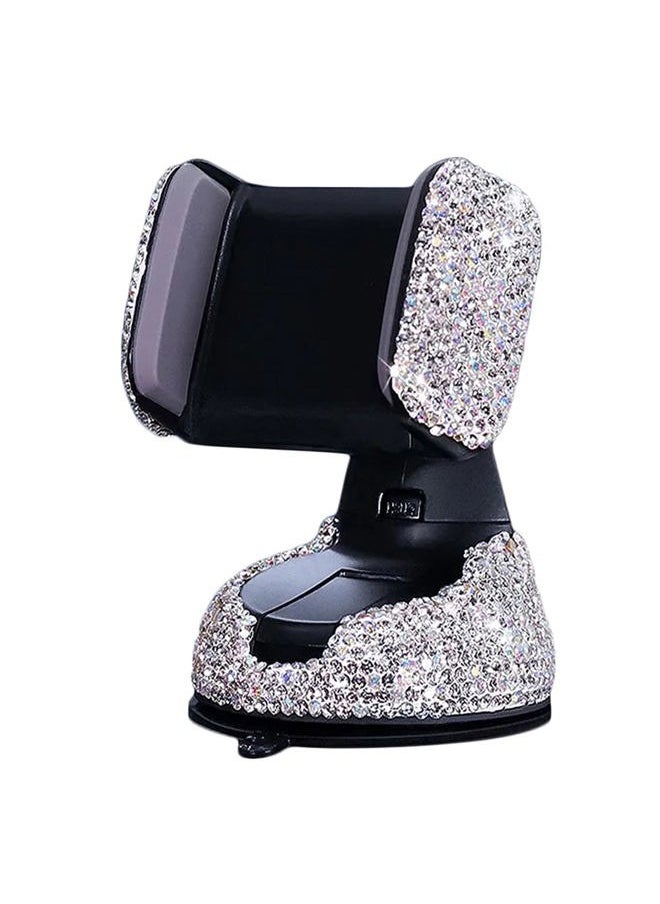 SUNCARACCL - Bling Car Phone Holder, 360°Adjustable Universal Rhinestone Crystal Auto Phone Mount Stand Accessories for Windshield Dashboard and Air Outlet (White) - Image 1