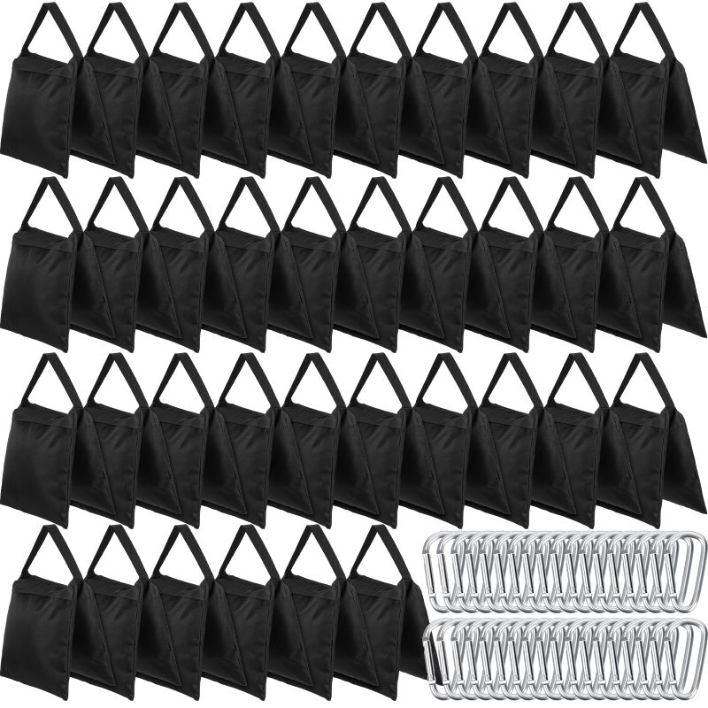 Nuogo 20 Sets Photography Sand Bags with Hook Sturdy Heavy Duty Stage Weight Sandbag for Photography Photo Video Studio Boom Arm Outdoor Patio Furniture Black