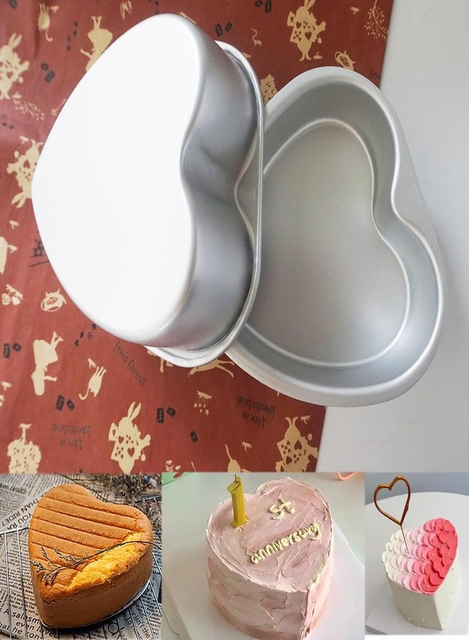 Proshopping Heart Shaped Cake Pan 6 Inch, 2 Pack Aluminum Heart Cake Pans, Baking Mold for Weddings, Birthday Parties, Anniversary - Metal, Silver - Image 3