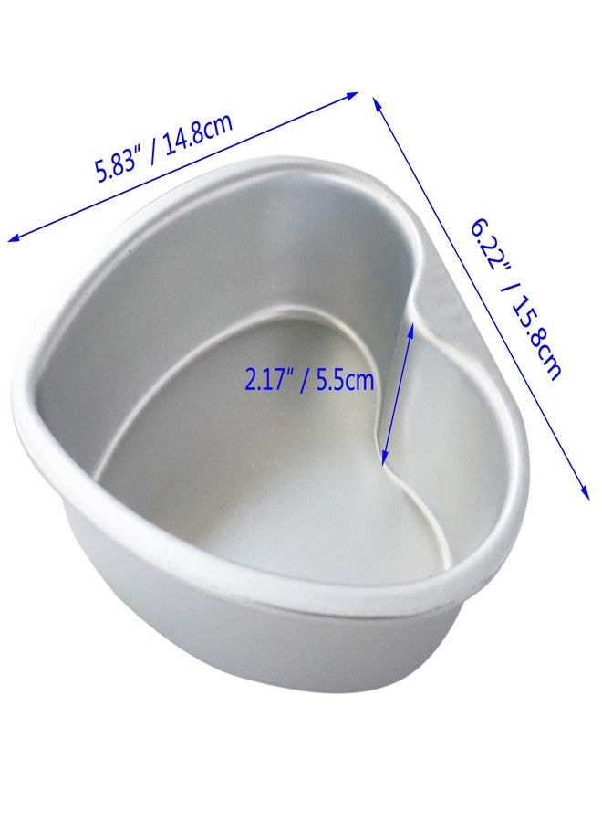 Proshopping Heart Shaped Cake Pan 6 Inch, 2 Pack Aluminum Heart Cake Pans, Baking Mold for Weddings, Birthday Parties, Anniversary - Metal, Silver - Image 2
