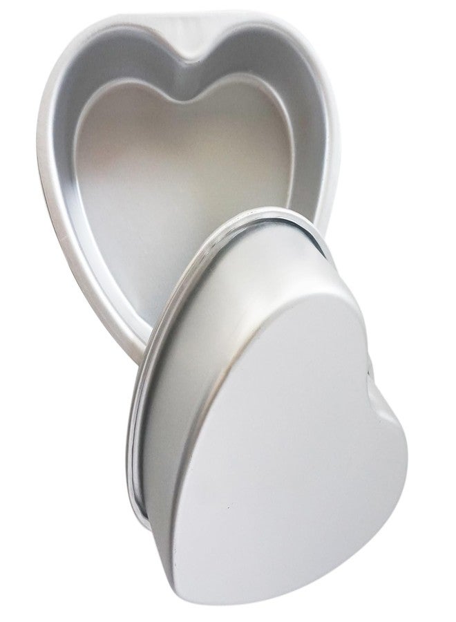 Proshopping Heart Shaped Cake Pan 6 Inch, 2 Pack Aluminum Heart Cake Pans, Baking Mold for Weddings, Birthday Parties, Anniversary - Metal, Silver - Image 1