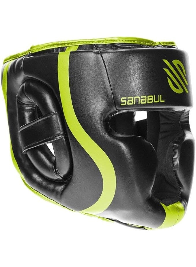 Sanabul  Essential Boxing Headgear for Men & Women | Muay Thai and MMA Headgear | Sparring Headgear with Full Face Coverage, Black/Green - Image 2