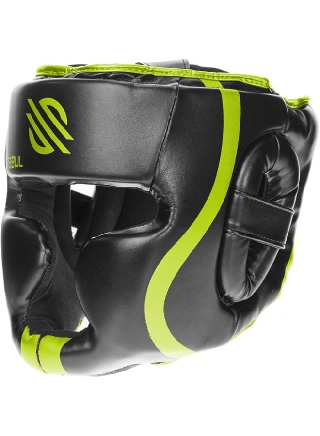 Sanabul  Essential Boxing Headgear for Men & Women | Muay Thai and MMA Headgear | Sparring Headgear with Full Face Coverage, Black/Green - Image 4