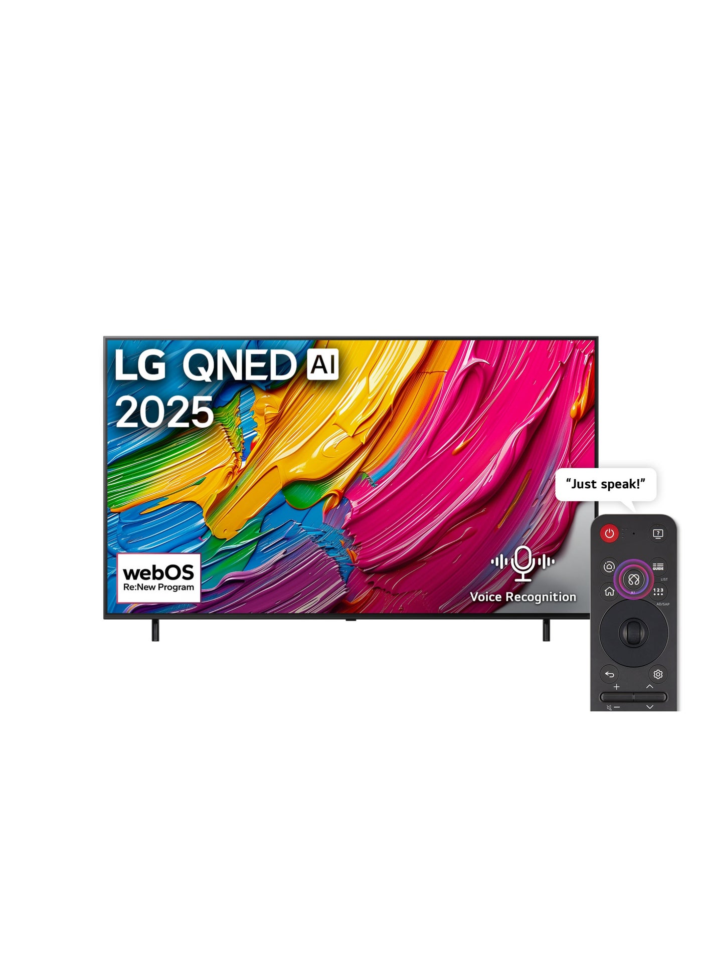 55 inch LG QNED AI QNED80 4K Smart TV, 60Hz, AI Magic Remote, HDR10, Operating System WebOS25, Model Year 2025, 2 Year Warranty, 55QNED80A6A Black