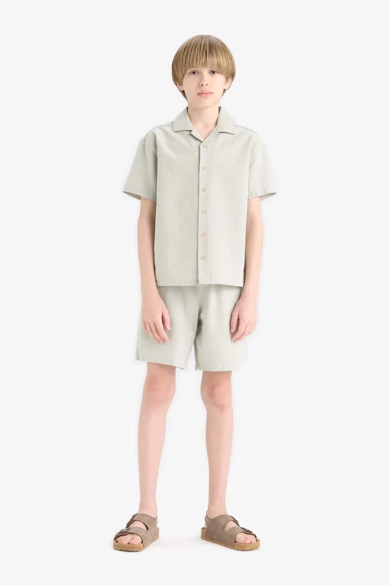 ديفاكتو Boy Oversize Polo Neck Muslin Shirt