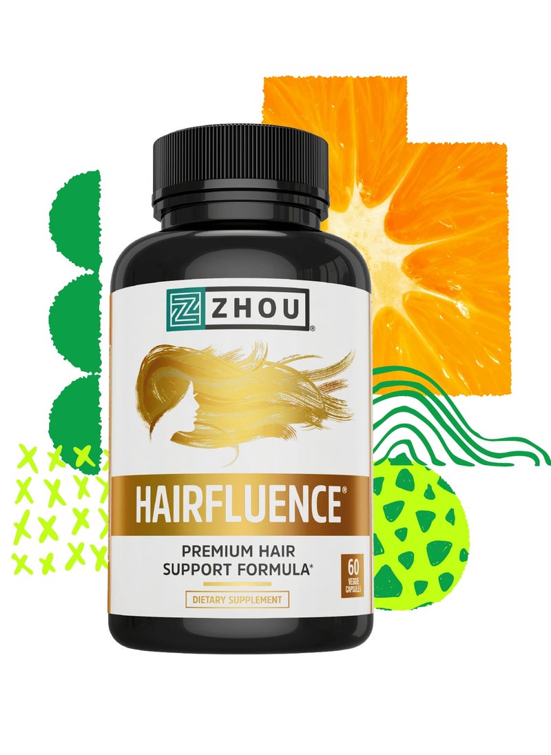 Zhou Nutrition Hairfluence Premium Hair Support Formula 60 Veggie Capsules 