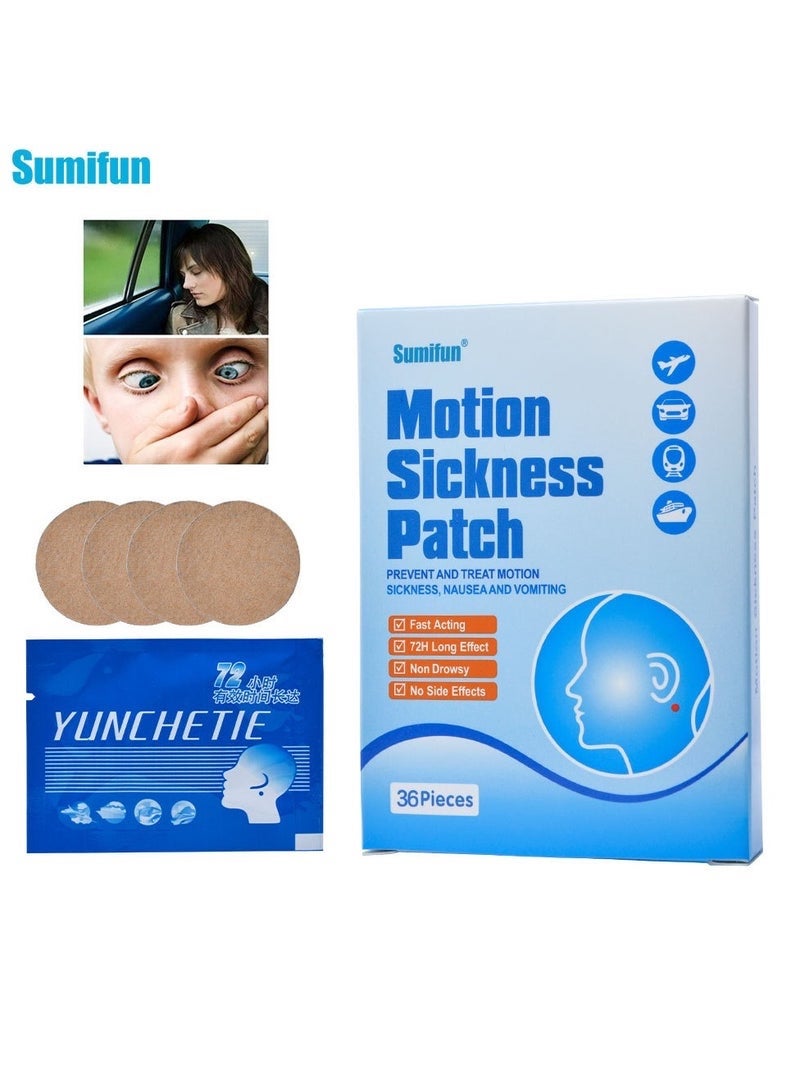 Sumifun Motion Sickness Patch 48H Long Effect | Anti Nausea Travel Patch | Natural Non Drowsy Herbal Relief | Travel Essentials for Car Sea Air | Daily Motion Relief | 36 Pieces - Image 1