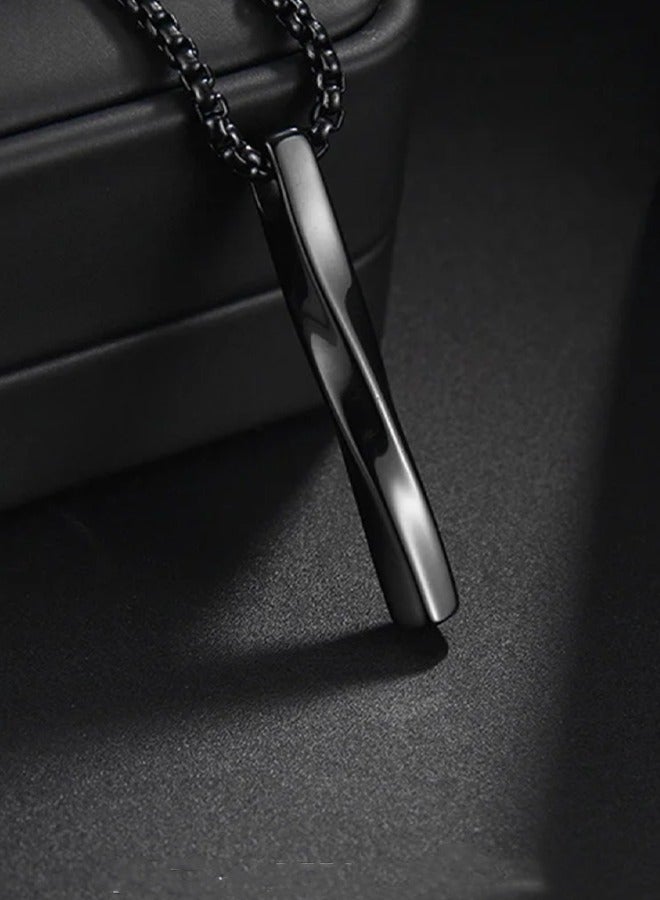 European Style Necklace Spiral Pendant Personalized Stainless Steel Titanium Steel Necklace Creative Punk Men's Pendant- Black - Image 5