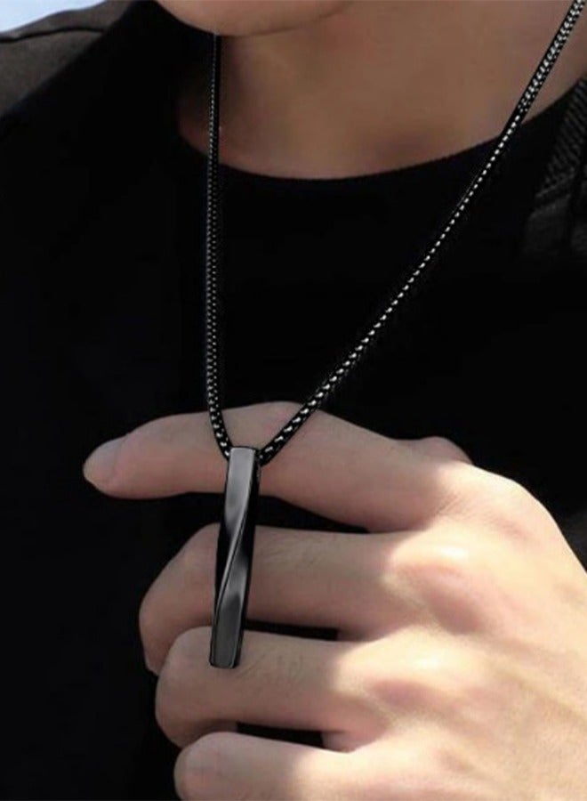 European Style Necklace Spiral Pendant Personalized Stainless Steel Titanium Steel Necklace Creative Punk Men's Pendant- Black - Image 3