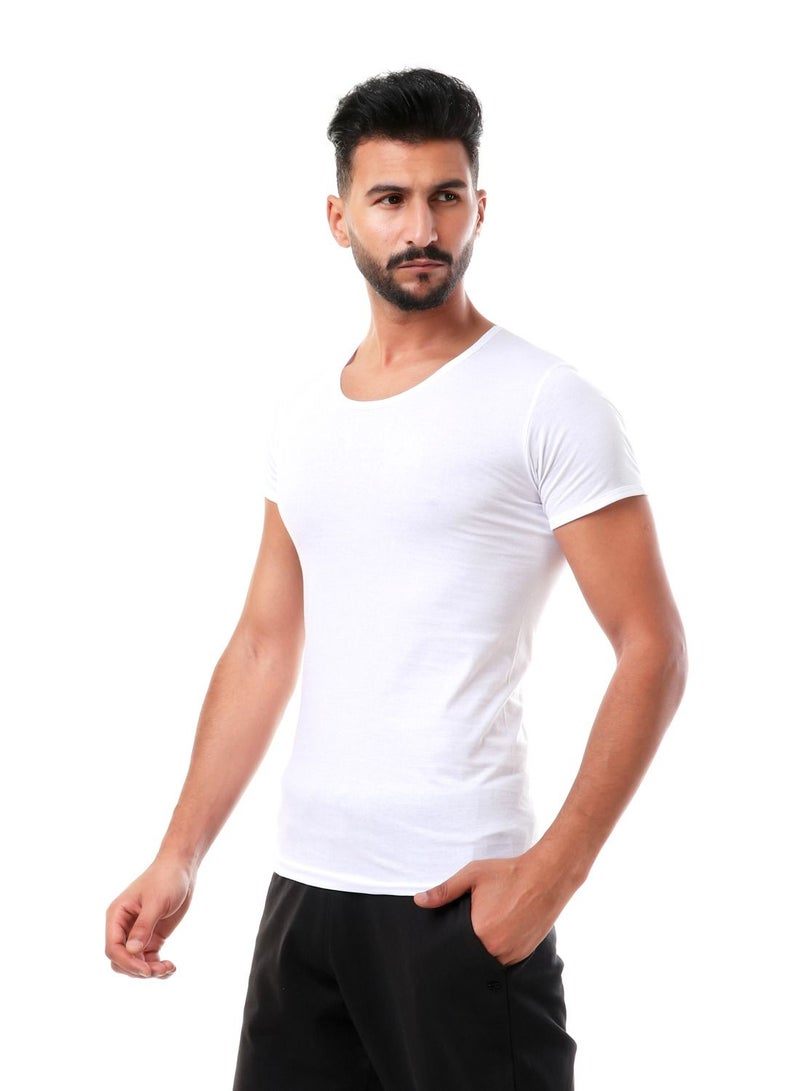 embrator Bundle Of Three Breathable Half Sleeves Cotton Undershirts - White - Image 3