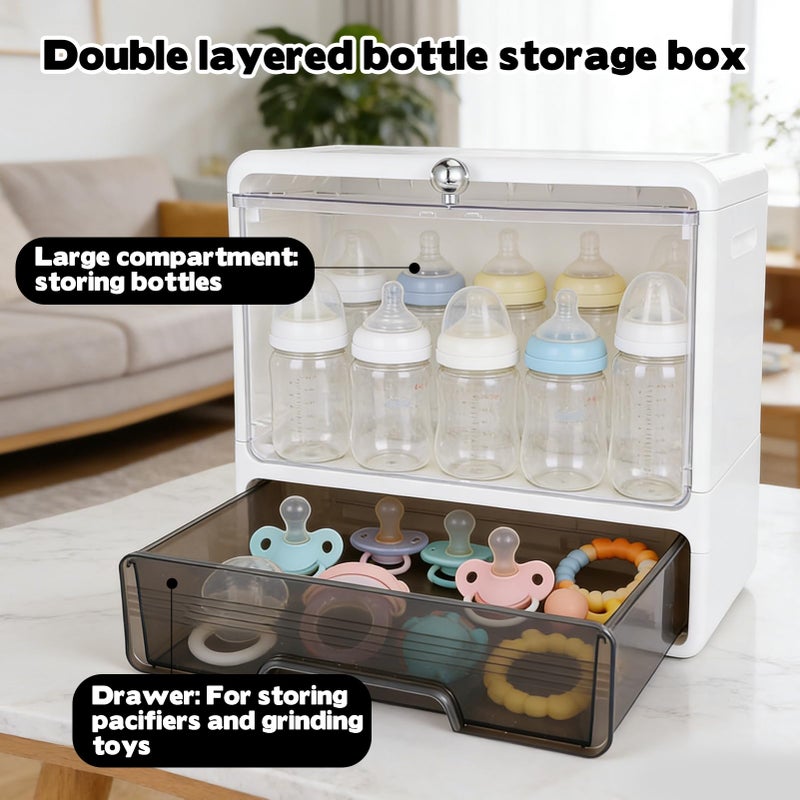 Rainmae Baby Bottle Storage Organizer, Baby Bottle Station Organization with Drawer, Bottles, Nursery Cabinet for Countertop and Kitchen, Baby Organizers and Storage for Bottles, Pacifiers, Pump Part - Image 4