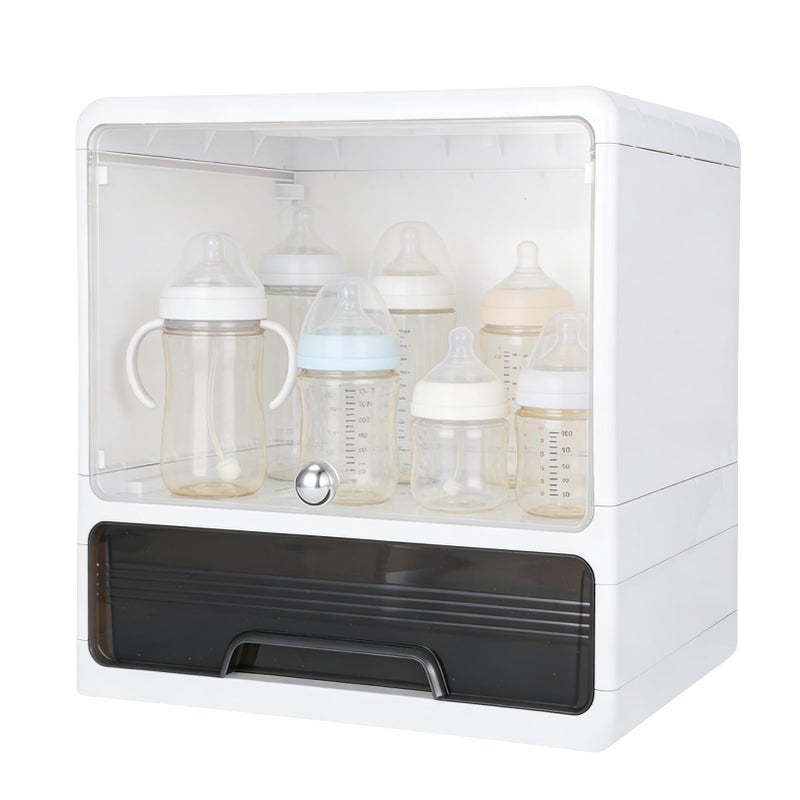 Rainmae Baby Bottle Storage Organizer, Baby Bottle Station Organization with Drawer, Bottles, Nursery Cabinet for Countertop and Kitchen, Baby Organizers and Storage for Bottles, Pacifiers, Pump Part - Image 2