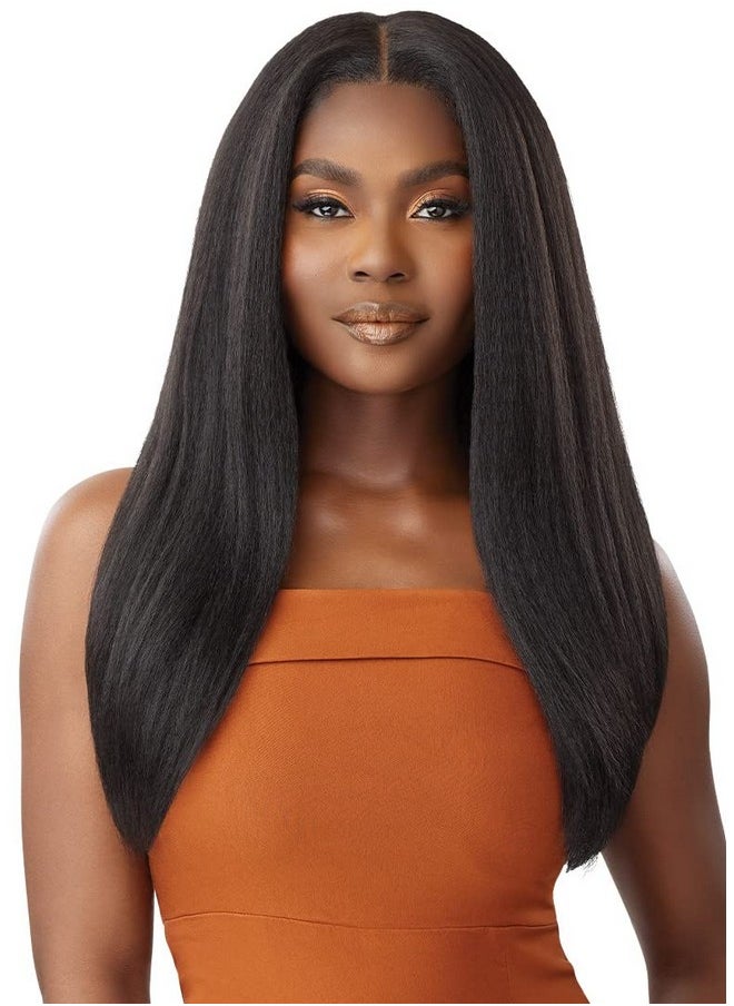 Outre Utre 5X5 Lace Closure Wig Human Hair Blend Kinky Straight 24" (1B)  - Image 1