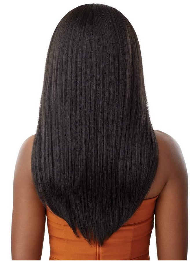 Outre Utre 5X5 Lace Closure Wig Human Hair Blend Kinky Straight 24" (1B)  - Image 5