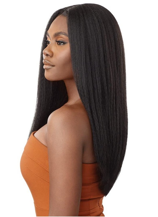 Outre Utre 5X5 Lace Closure Wig Human Hair Blend Kinky Straight 24" (1B)  - Image 4