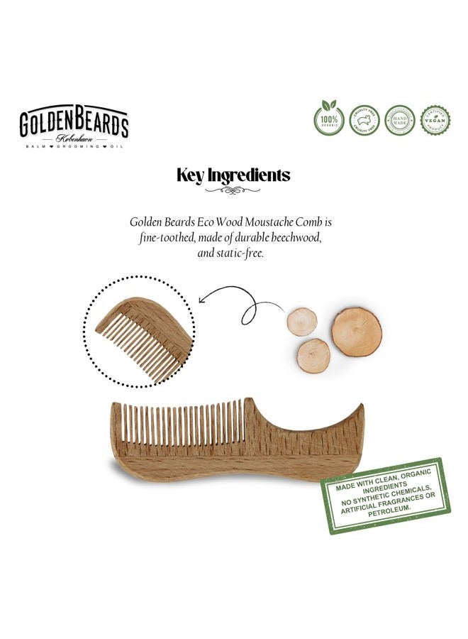 GOLDEN BEARDS Moustache Wax and Comb an ECO WOOD Comb. Get the BEST Moustache Wax KIT with a 2.9 inch Comb at ordering these Natural products! - Image 4
