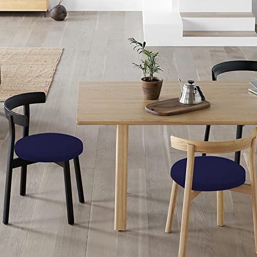 HFATMOS Bar Stool Covers Round, 2 Pcs Stool Slipcovers High Elastic, Circle Chair Covers, Soft & Easy to Clean Chair Seat Cushion Slipcover Fit for Stool of Dia 11-14 Inch, Navy Blue - Image 5