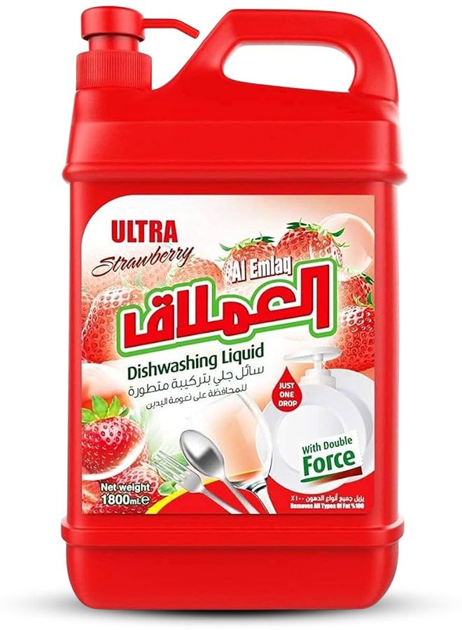 Al Emlaq Ultra Dishwashing Liquid, Strawberry, 1800ml