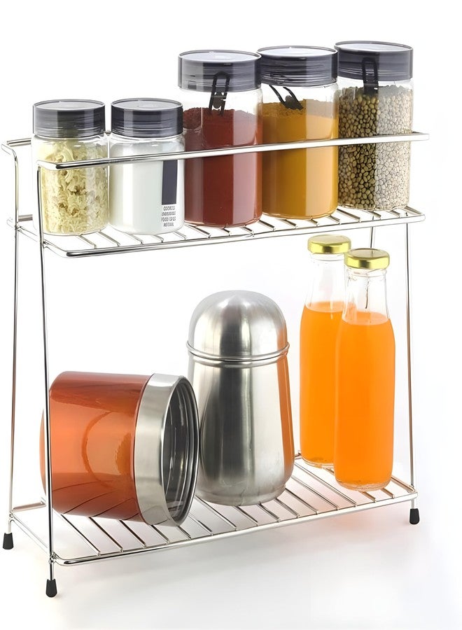 Gridkitchen Stainless Steel 2 Layer Kitchen Rust-Free Wall Mount Stand (Rectangular 2) - Tiered Shelf - Image 5