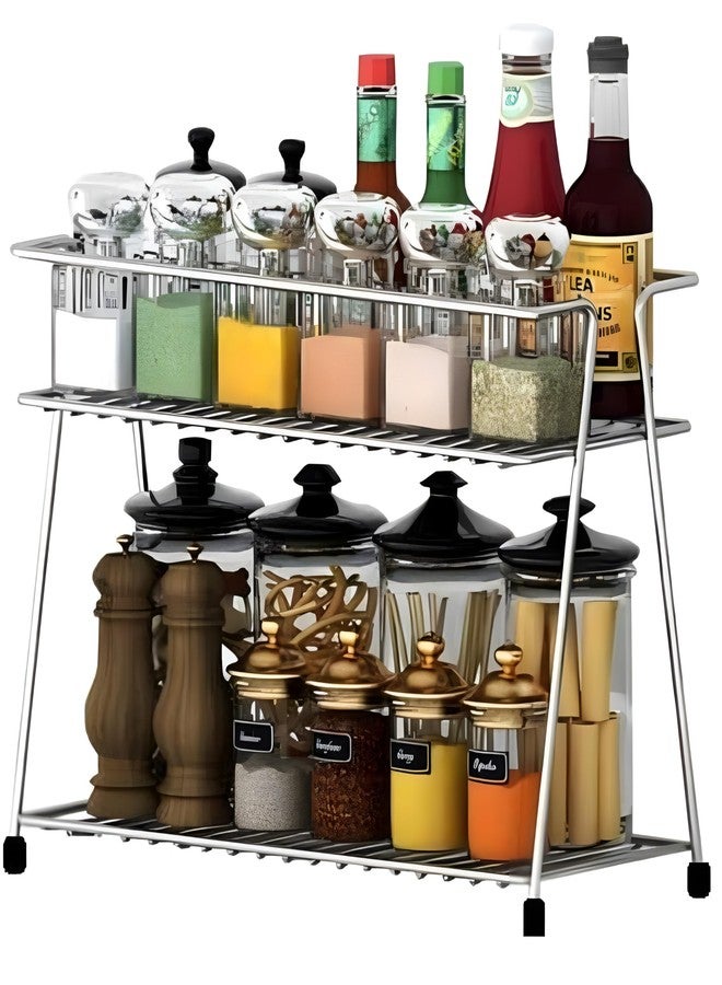 Gridkitchen Stainless Steel 2 Layer Kitchen Rust-Free Wall Mount Stand (Rectangular 2) - Tiered Shelf - Image 3