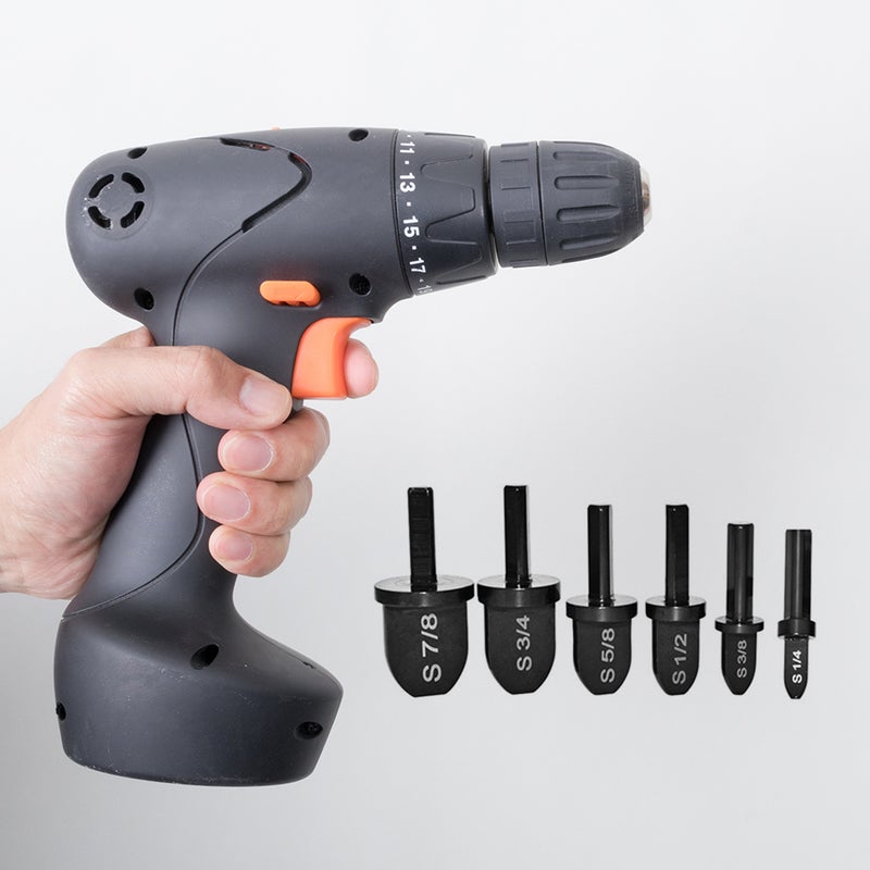 Swaging Tool Drill Bit Set with Triangular Handle Manual flaring Portable Bearing Steel Repairing for Copper Pipe with  7/8 Inch 3/4 Inch 5/8 Inch 1/2 Inch 3/8 Inch 1/4 Inch Bits - Image 2