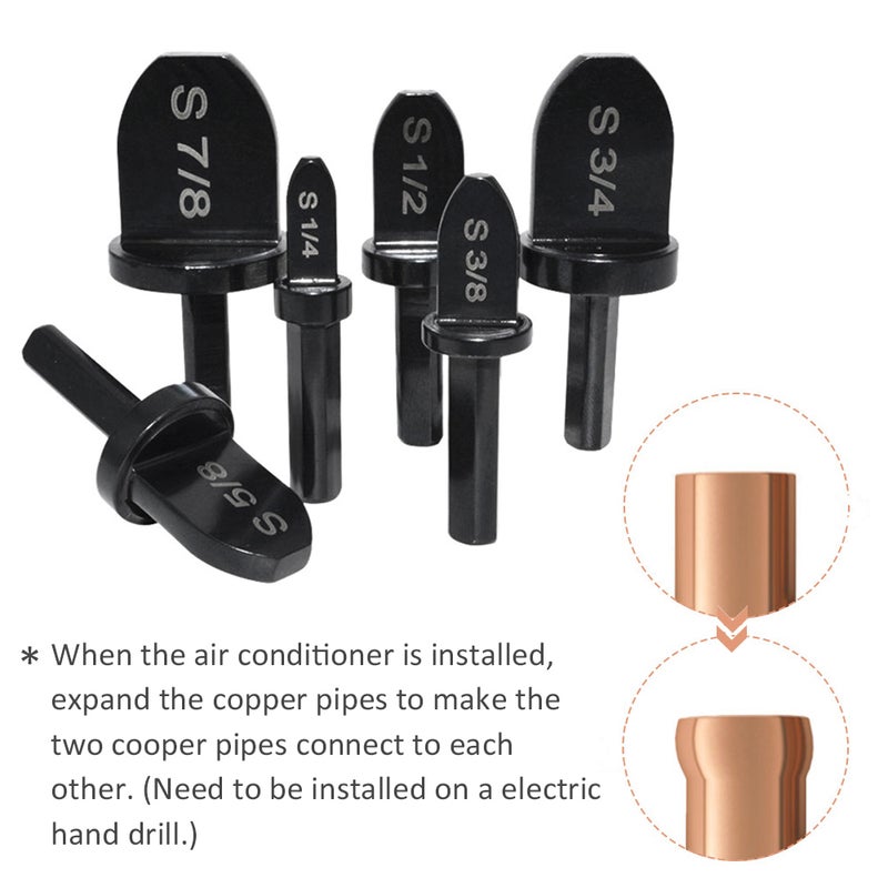 Swaging Tool Drill Bit Set with Triangular Handle Manual flaring Portable Bearing Steel Repairing for Copper Pipe with  7/8 Inch 3/4 Inch 5/8 Inch 1/2 Inch 3/8 Inch 1/4 Inch Bits - Image 4