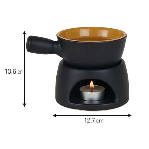 Pure Source India Ceramic Aroma Oil Diffuser Burner with Tealight Holder – Perfect for Essential Oils, Spa, Diwali Gifting, Yoga & Meditation (Foundue Black) - Image 3