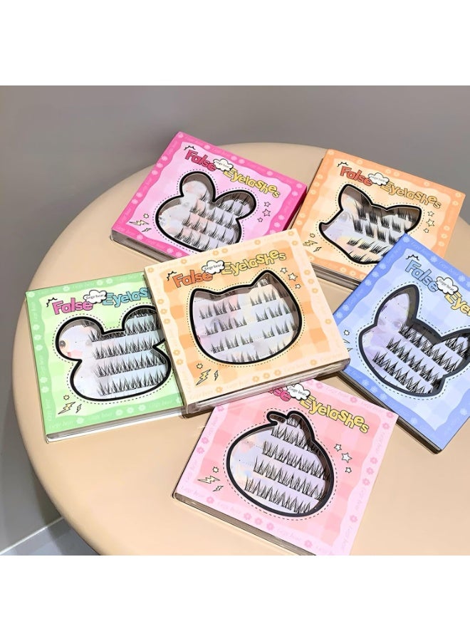 Gege Bear Glue Free False Eyelashes | Kawaii Soft Pastel Packaging | Ultra Lightweight Natural Feel | Three-Dimensional Curling Volume Enhancement | Self-Adhesive Technology No Glue Required | Cat Elf Bird Chirping Fox Rabbit Dog | Easy Application Sensitive Eye Safe Formula (01# Wangwang Dog Style, 36Pcs) - Image 1