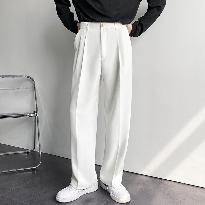 Korean Fashion Loose Straight Suit Pants Khaki  - Image 3