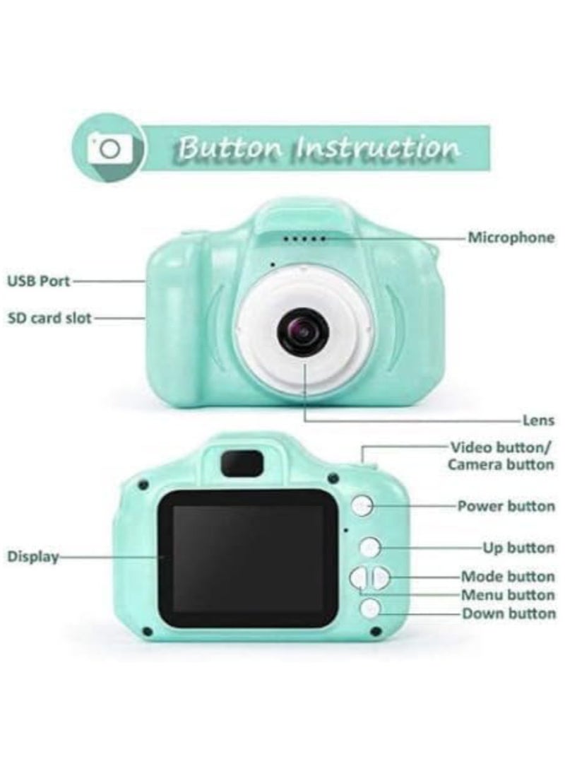 Kids Camera Gifts For 4-8 Year Old Kids Shockproof Camera Mini Child Camcorder For Little Kid With Soft Silicone Shell For Outdoor Play Green - Image 2