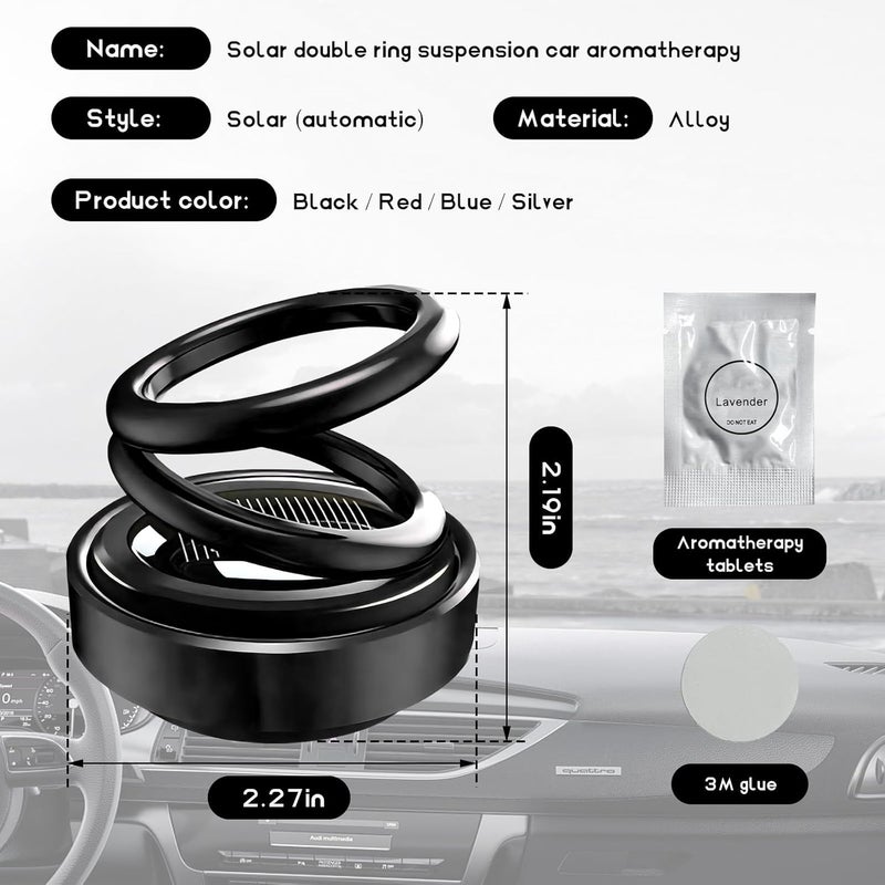 DXNQ Solar-Powered Rotating Car Air Freshener - Dual Ring Decorative Perfume Dispenser for Car & Home - Image 2
