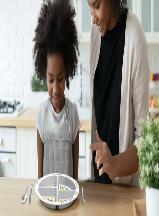 MyPlate Materials أطباق ماي بليت ماتيريالز لوجبات العشاء للأطفال | طبق للتحكم في الحصص الغذائية لتغذية متوازنة | خالٍ من مادة BPA، آمن للغسل في غسالة الأطباق | مزود بفواصل | طبق للتحكم في حصص مرضى السكري، 4 قطع - Image 4